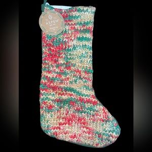 Aspen Boho BOHO Red Green Christmas knit knitted Stocking NEW 22”